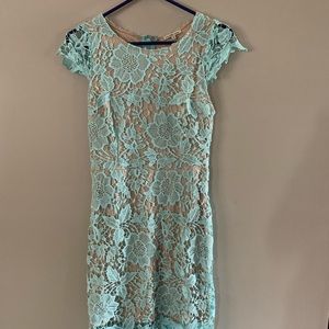 Turquoise and Cream body on lace dress